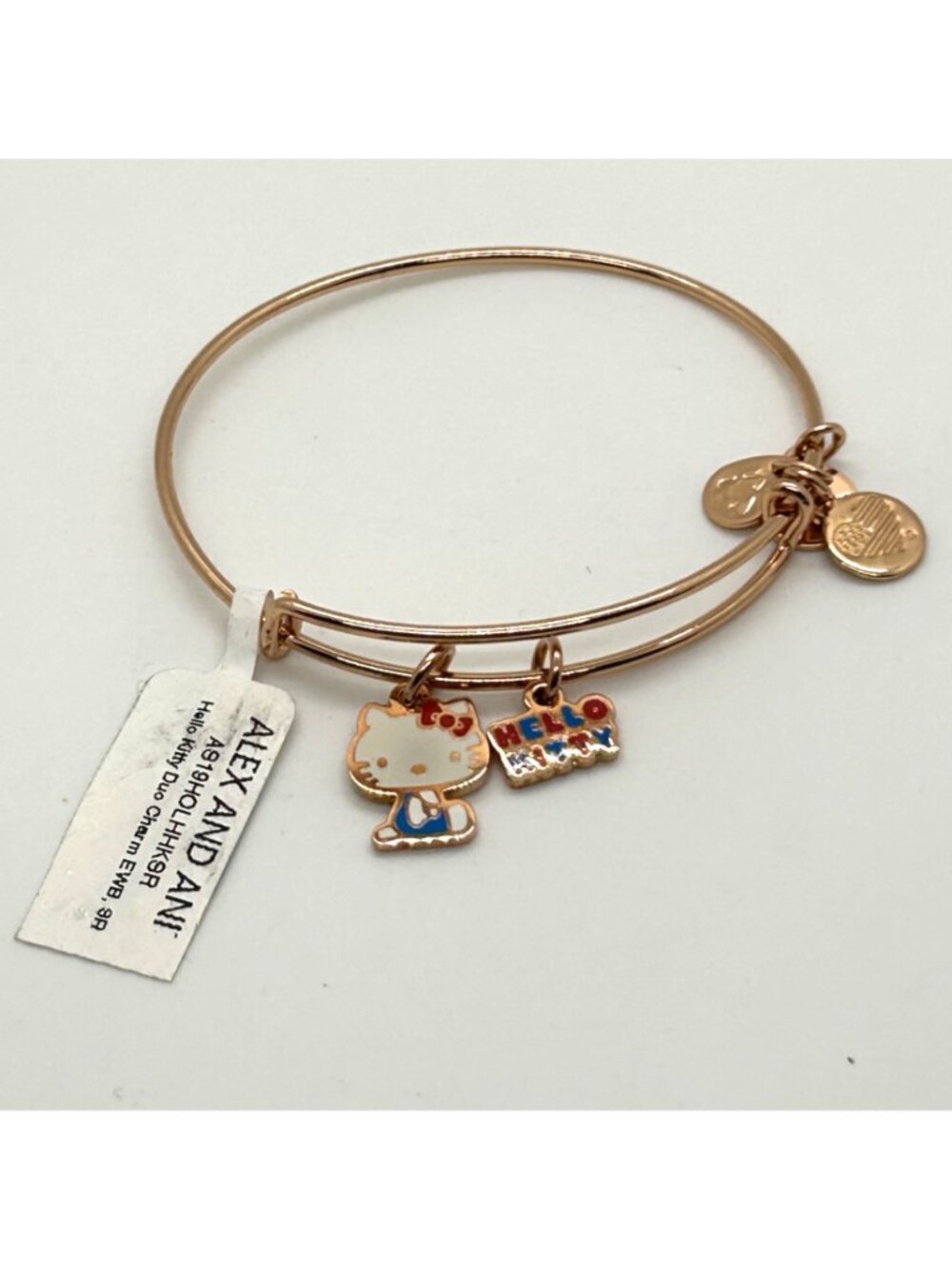 Alex And Ani Hello Kitty Duo Charm Bangle Bracelet Rose Gold Tone Expandable - Picture 2 of 11